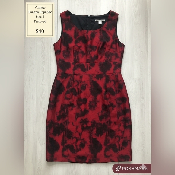 Vintage Banana Republic Sleeveless Midi Sheath Cocktail Dress Size 8 - Picture 2 of 3